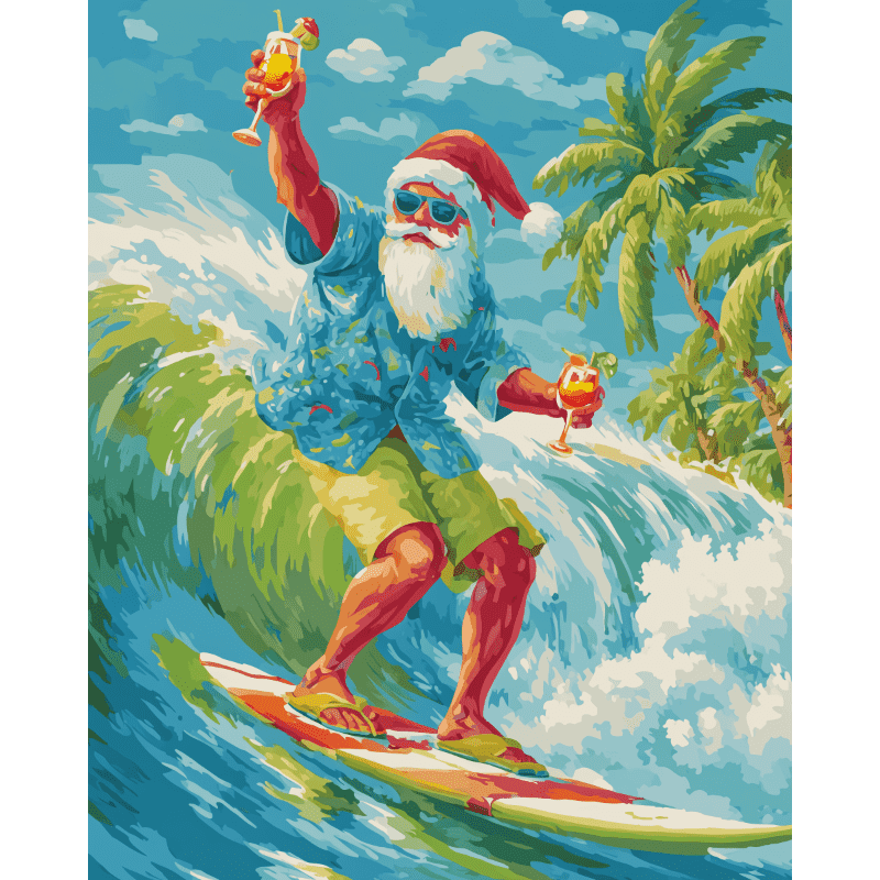 Tropical Santa’s Holiday Escape - Paint by Numbers Kit