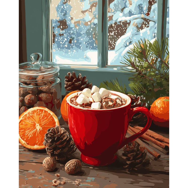 Cozy Hot Chocolate Morning - Paint by Numbers Kit