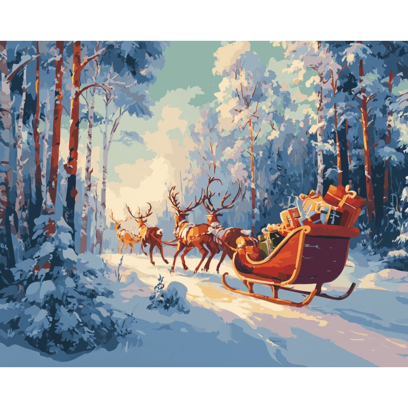 Reindeer Sleigh Ride - Paint by Numbers Kit