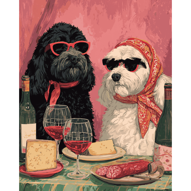 Chic Dogs & Elegant Style - Paint by Numbers Kit