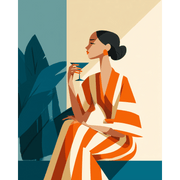 Vibrant Woman & Striped Style - Paint by Numbers Kit