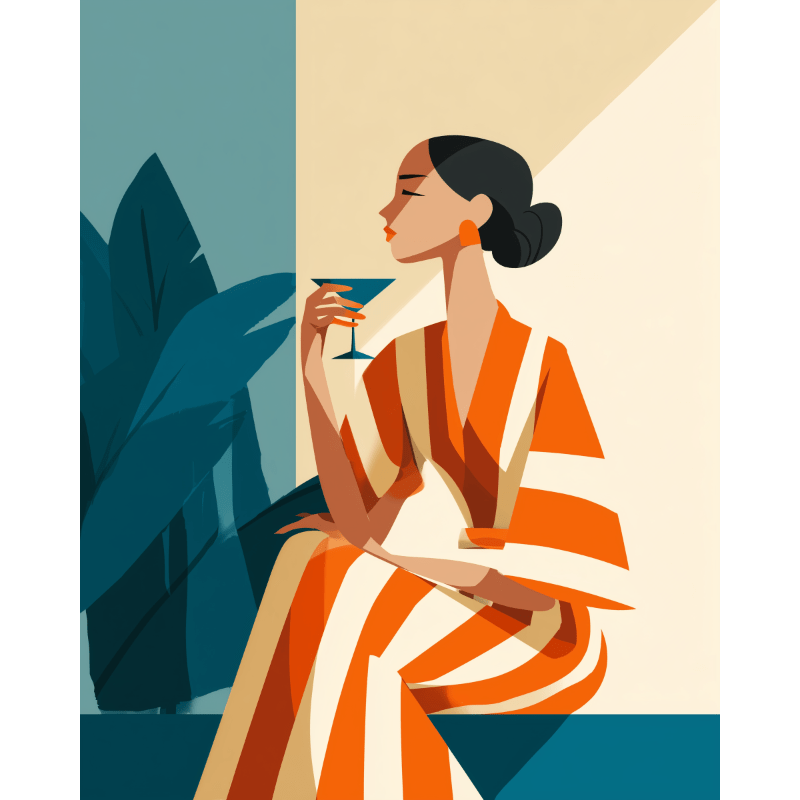 Vibrant Woman & Striped Style - Paint by Numbers Kit