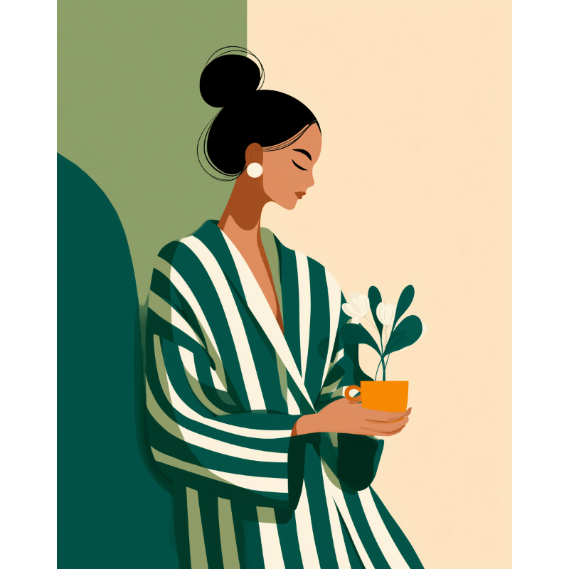 Elegant Woman in Green - Paint by Numbers Kit