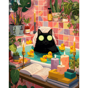 Nighttime Black Cat Serenity - Paint by Numbers Kit