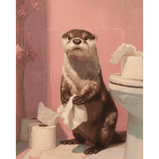 Playful Otter Bathroom Scene - Paint by Numbers Kit