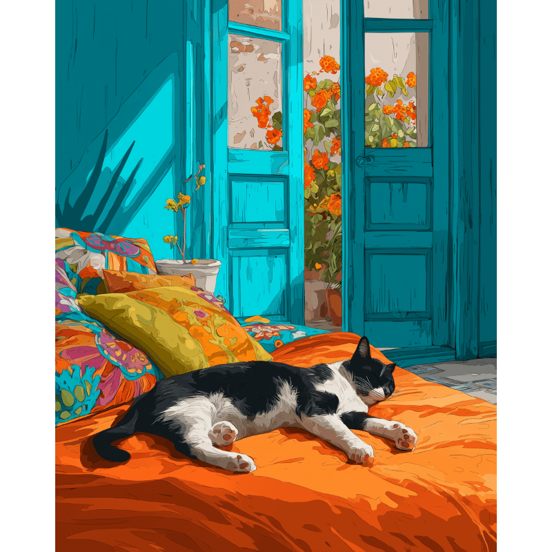 Sunny Nap Time Scene - Paint by Numbers Kit