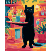 Cocktail-loving Black Cat - Paint by Numbers Kit