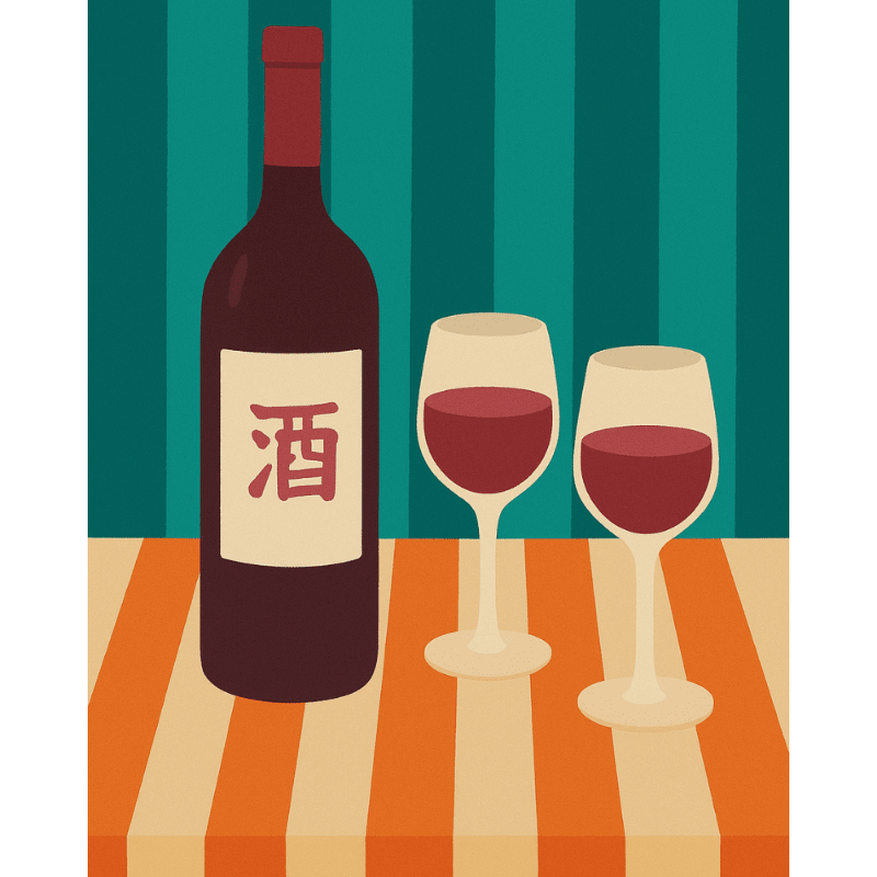 Elegant Asian Wine Bottles - Paint by Numbers Kit