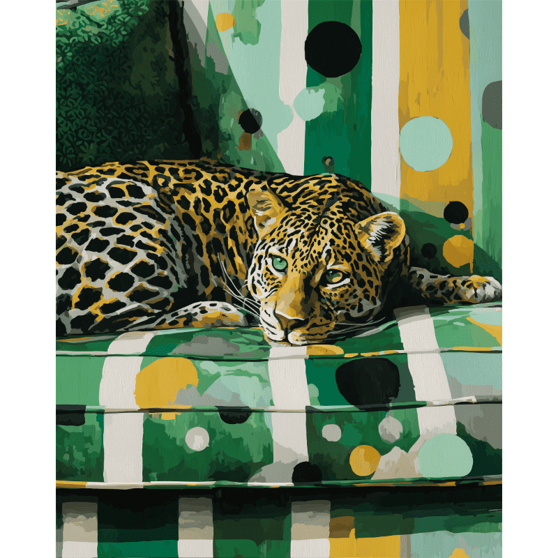 Cozy Leopard Relaxation - Paint by Numbers Kit