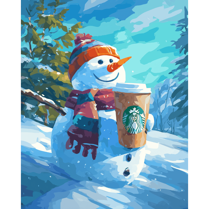 Snowy Day Coffee Break - Paint by Numbers Kit