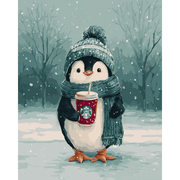 Winter Warmth: Penguin’s Cocoa Moment - Paint by Numbers Kit
