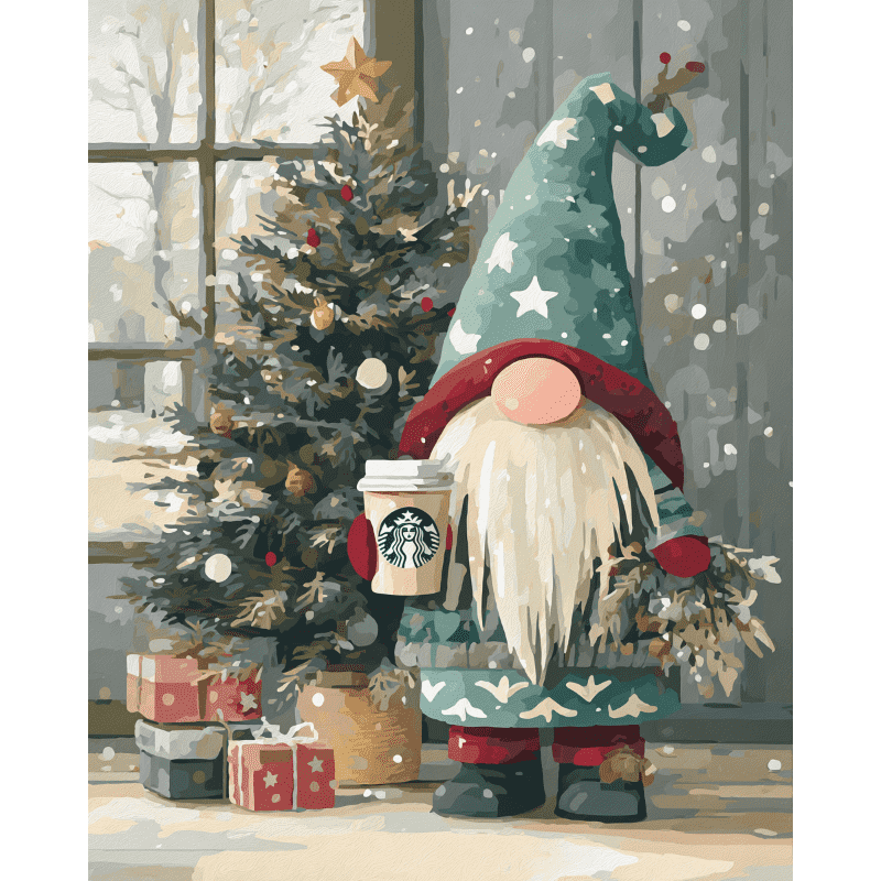 Festive Gnome & Holiday Joy - Paint by Numbers Kit