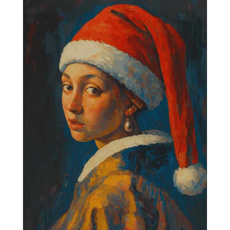 Festive Girl with Pearl Earring - Paint by Numbers Kit