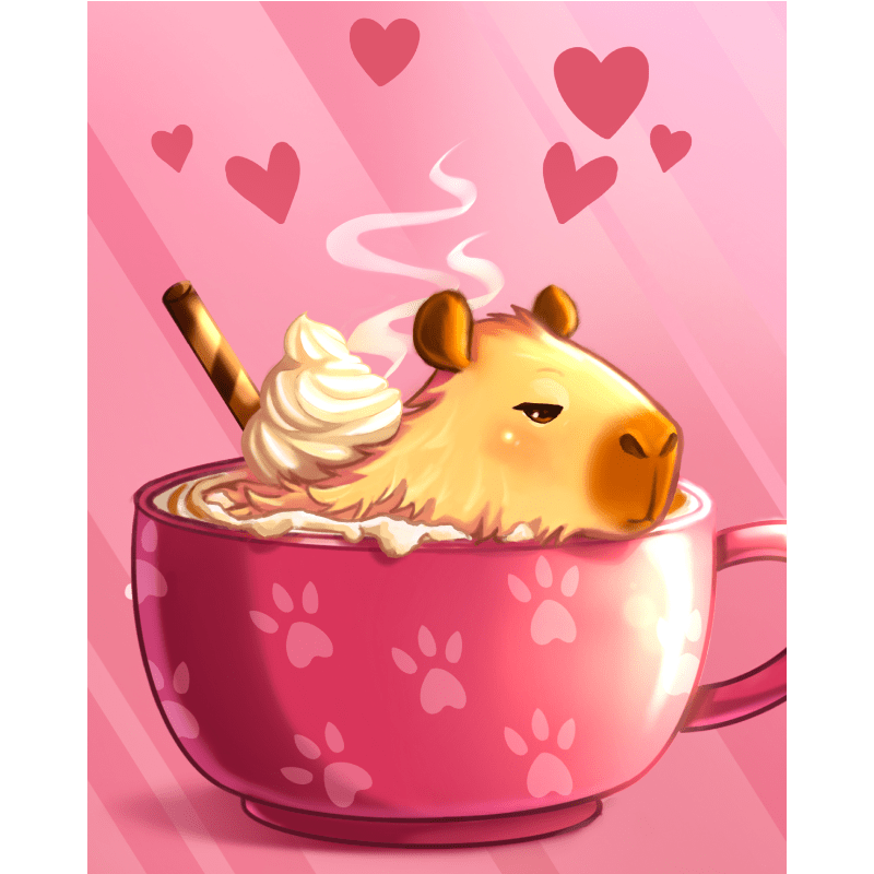 Coffee & Hearts – Capybara Love - Paint by Numbers Kit