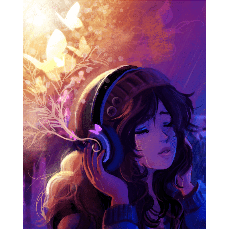 Daydreaming Girl with Butterflies - Paint by Numbers Kit