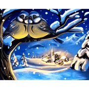 Serene Winter Village Scene - Paint by Numbers Kit