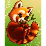 Red Panda & Bamboo Scene - Paint by Numbers Kit