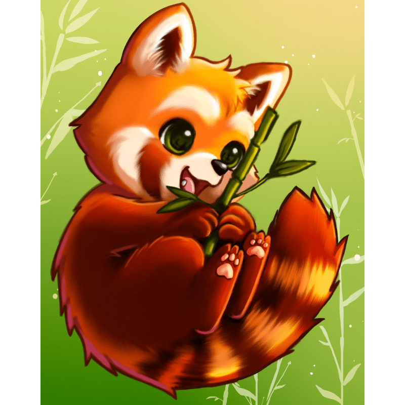 Red Panda & Bamboo Scene - Paint by Numbers Kit