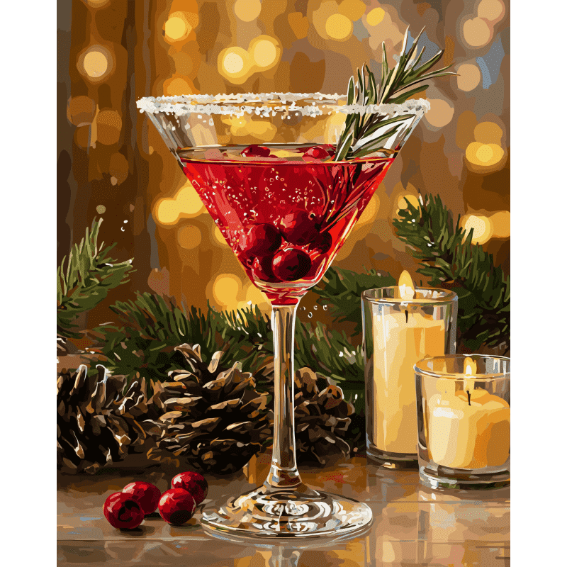 Holiday Elegance: Christmas & Cocktails - Paint by Numbers Kit