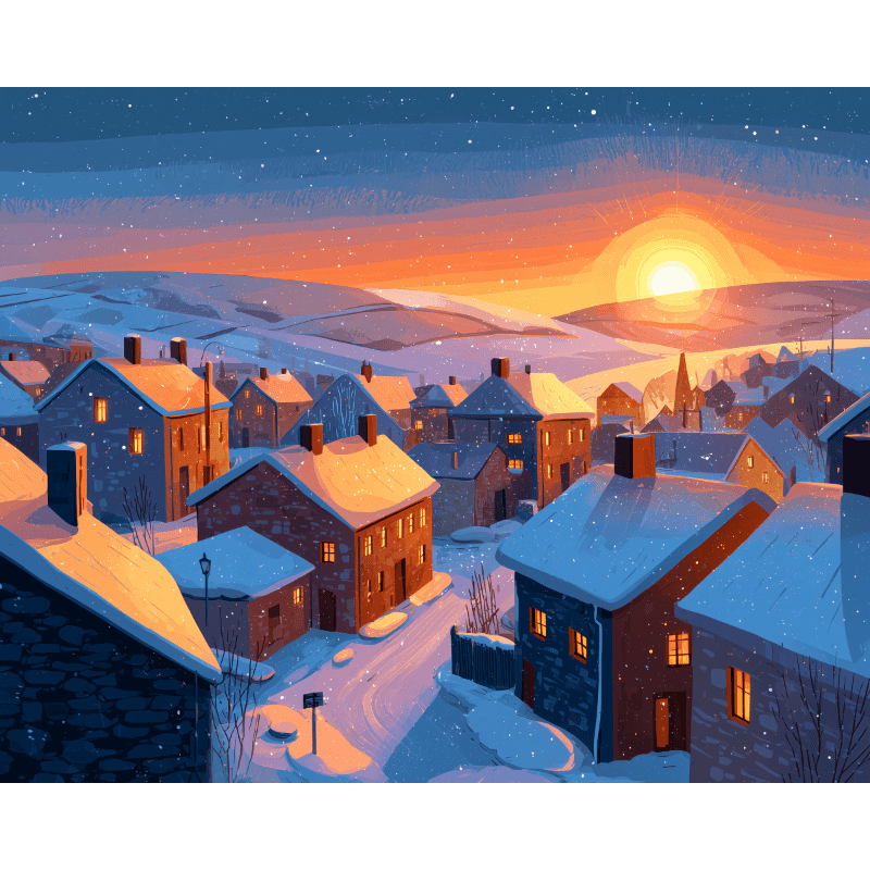 Winter Village Glow - Paint by Numbers Kit