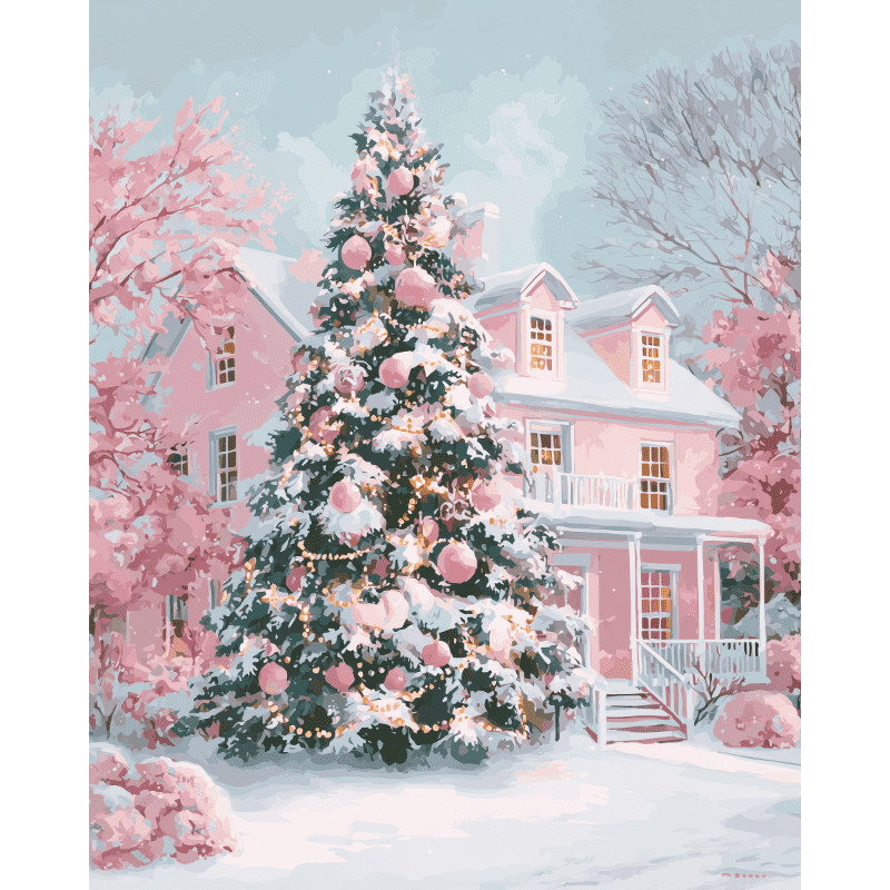 Pink Christmas Charm - Paint by Numbers Kit