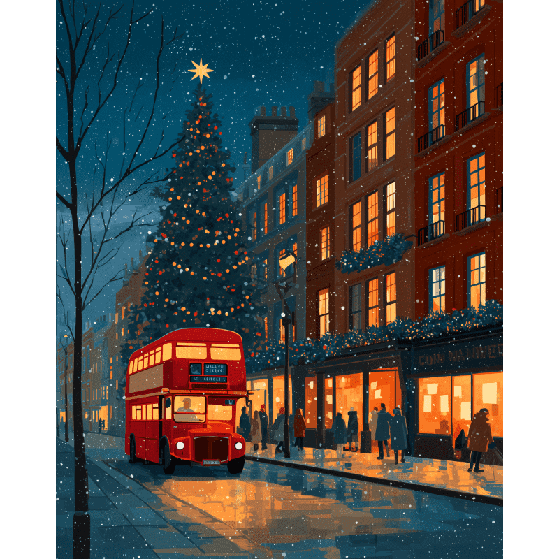 London Christmas Dream Scene - Paint by Numbers Kit