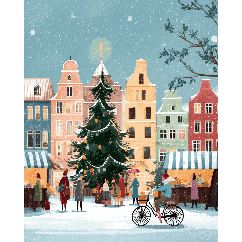 European Winter Cityscape - Paint by Numbers Kit