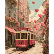 Romantic Tram Ride Scene - Paint by Numbers Kit