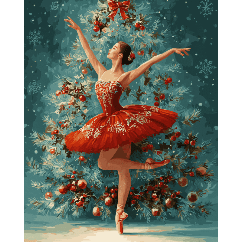 Elegant Holiday Ballerina - Paint by Numbers Kit