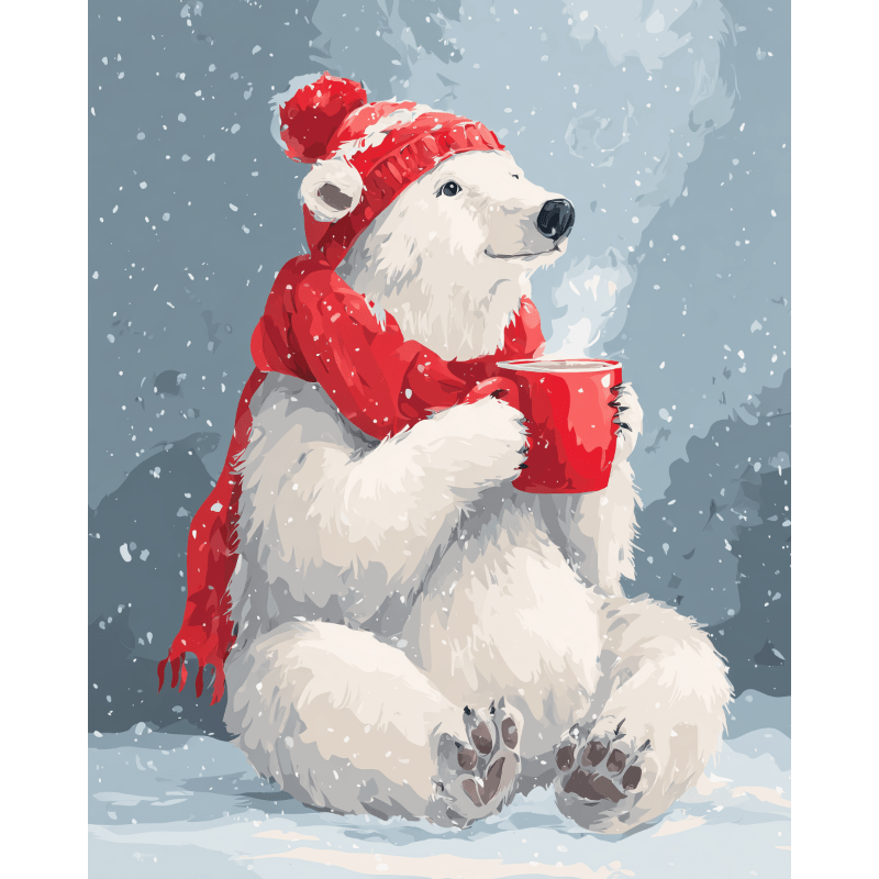 Cuddly Polar Bear Comfort - Paint by Numbers Kit