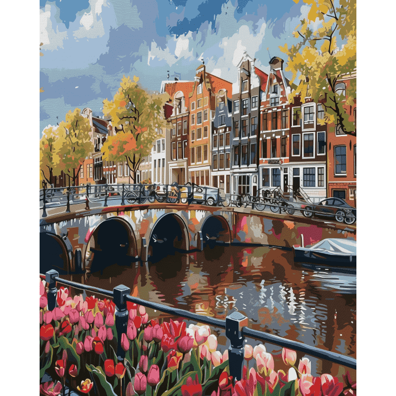Canal Serenity in Amsterdam - Paint by Numbers Kit