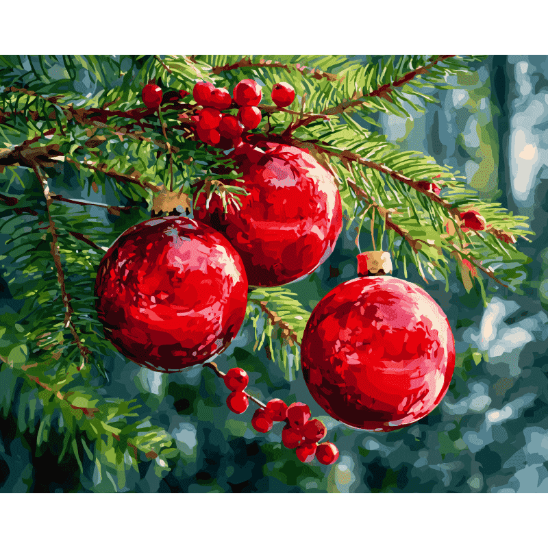 Festive Christmas Ornaments - Paint by Numbers Kit