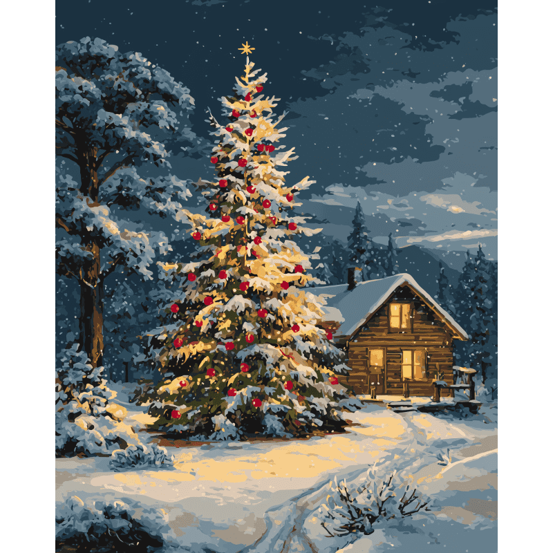 Silent Night Snow Scene - Paint by Numbers Kit