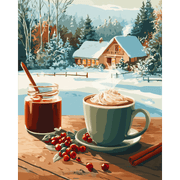 Winter Cabin Cozy Scene - Paint by Numbers Kit