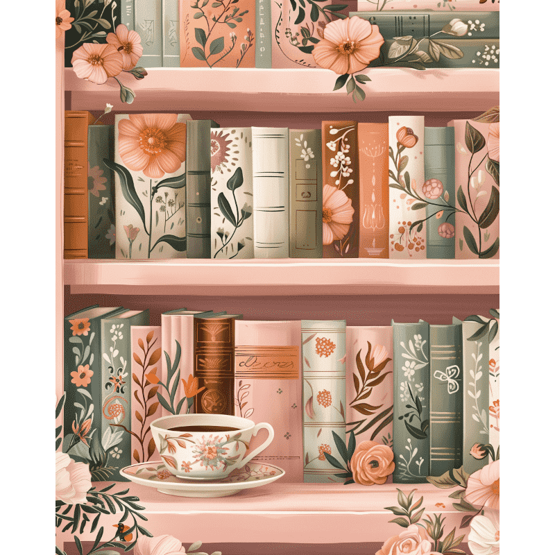 Cozy Library: Bloom & Books Scene - Paint by Numbers Kit