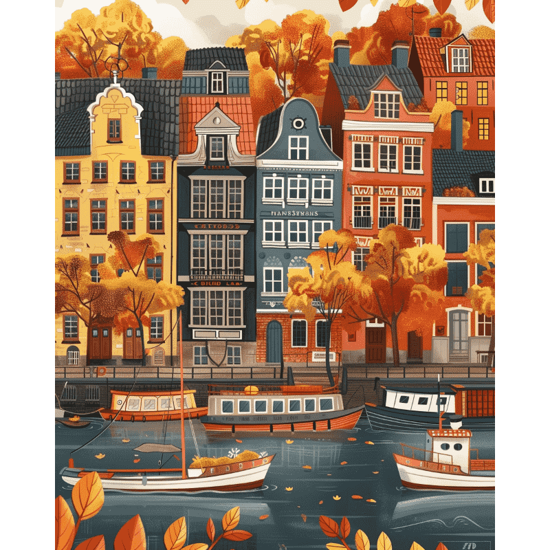 Nordic Autumn River Scene - Paint by Numbers Kit
