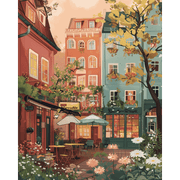 Springtime Urban Garden Scene - Paint by Numbers Kit