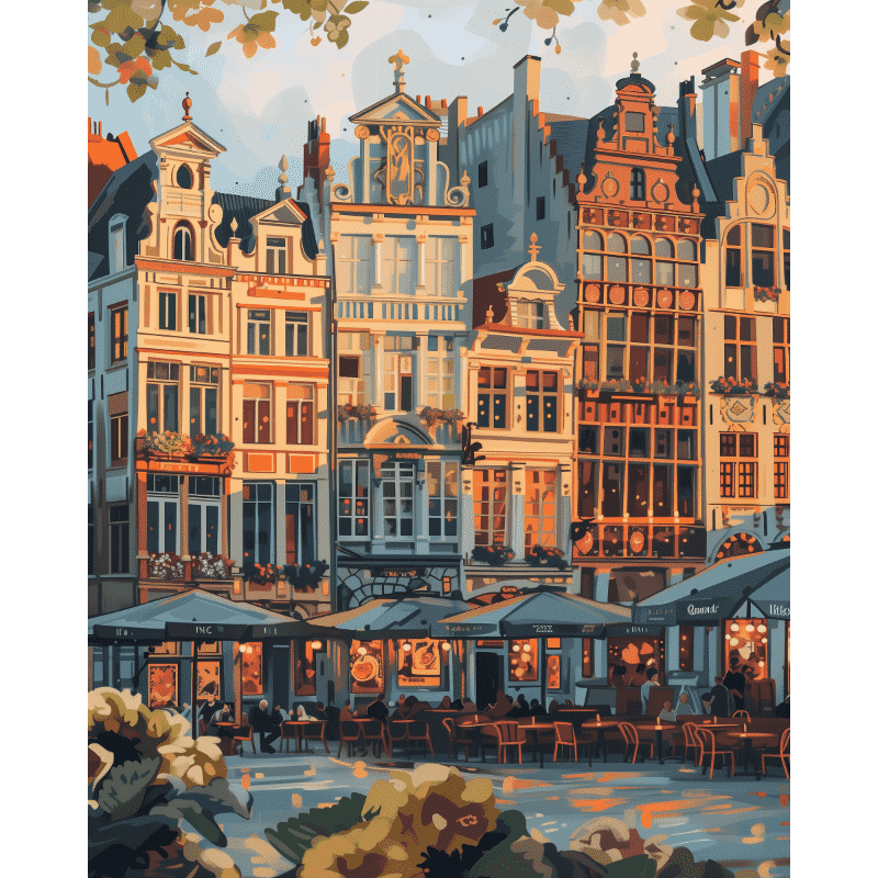 Brussels Sunset & Charm - Paint by Numbers Kit