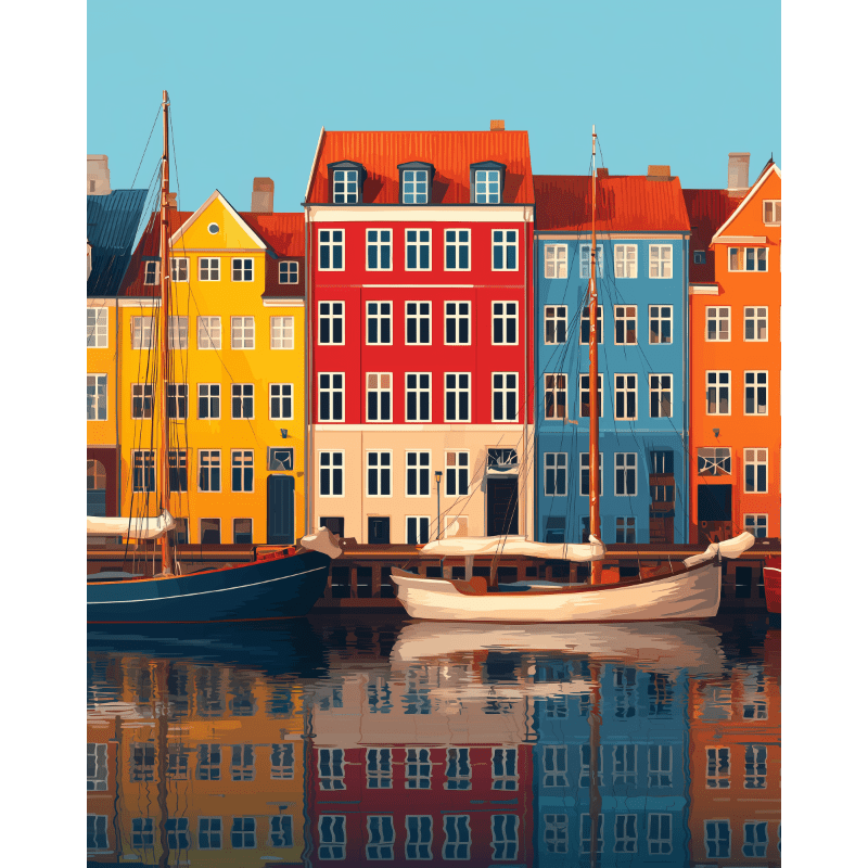 Nyhavn Colors: Vibrant Copenhagen Scene - Paint by Numbers Kit