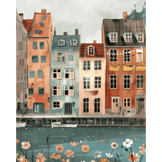 Copenhagen Serenity: Canal Scene - Paint by Numbers Kit