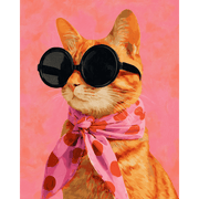 Chic Feline: Stylish Orange Cat - Paint by Numbers Kit