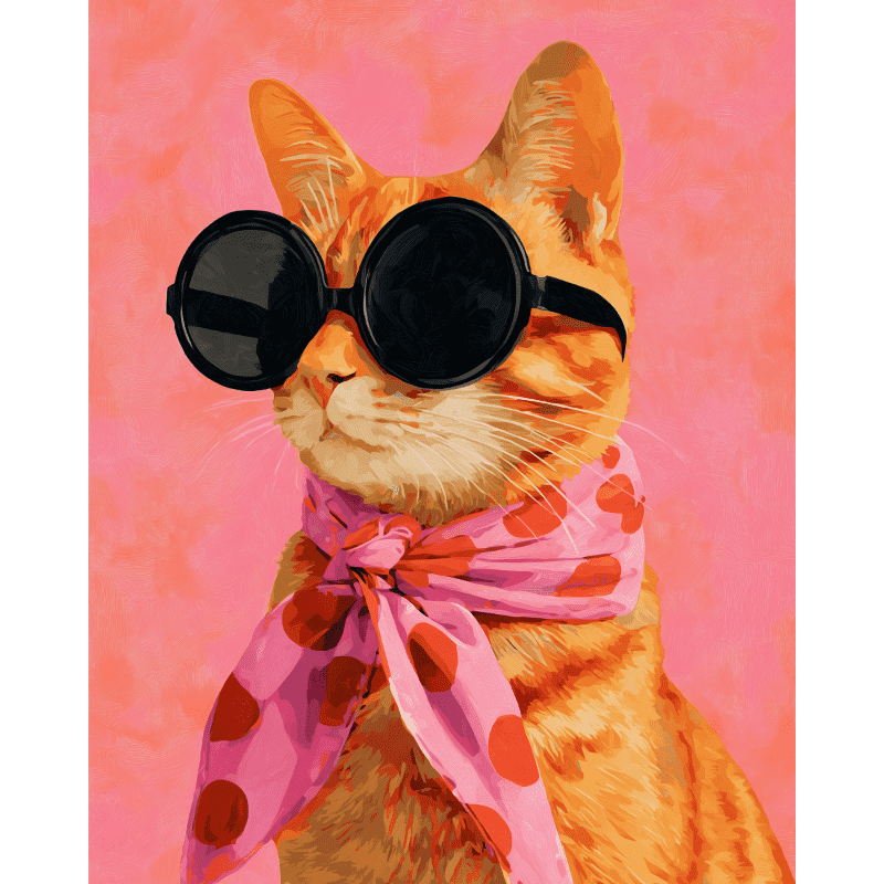Chic Feline: Stylish Orange Cat - Paint by Numbers Kit