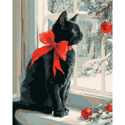 Hidden Gift: Festive Cat Surprise - Paint by Numbers Kit