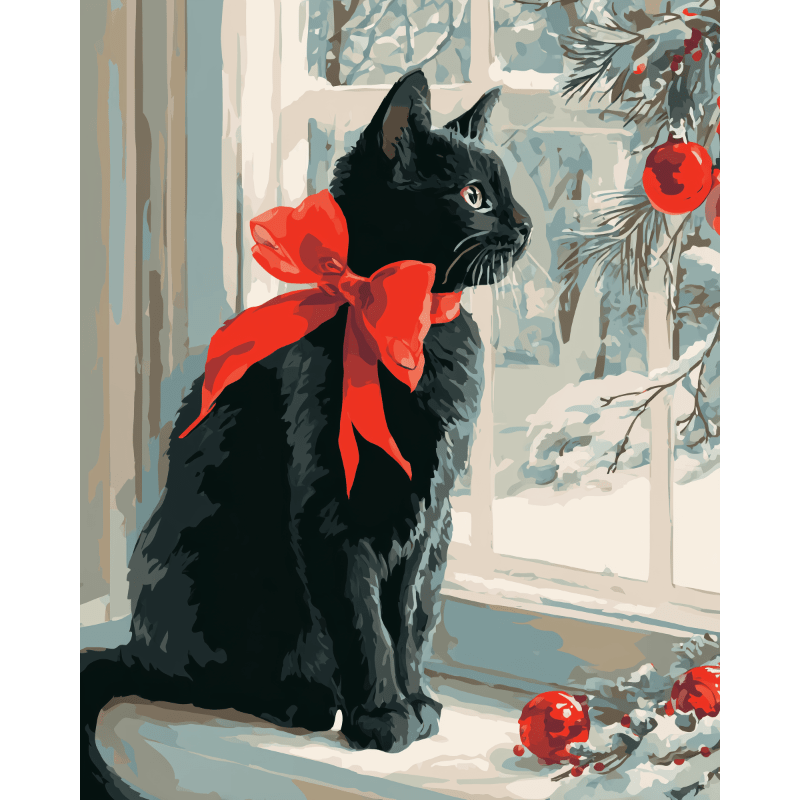 Hidden Gift: Festive Cat Surprise - Paint by Numbers Kit