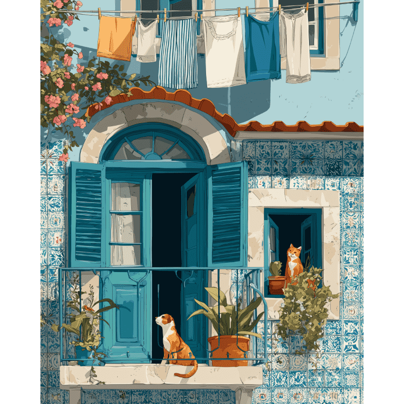 Mediterranean Balcony View - Paint by Numbers Kit
