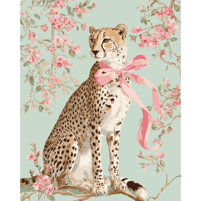 Pink Leopard & Ribbon - Paint by Numbers Kit