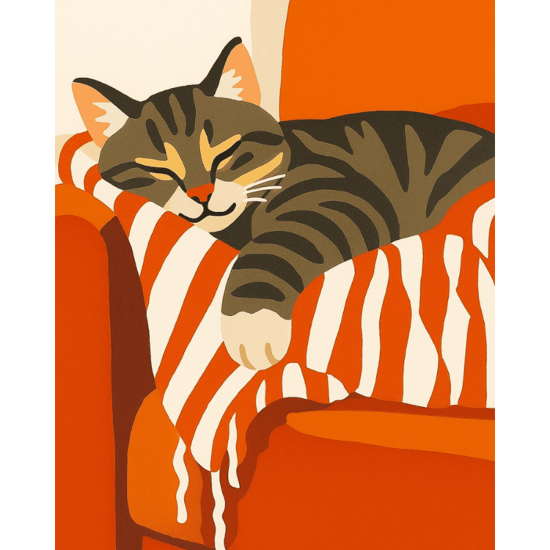 Cozy Cat Naptime - Paint by Numbers Kit