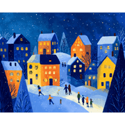 Twilight Village: Winter Lights Scene - Paint by Numbers Kit