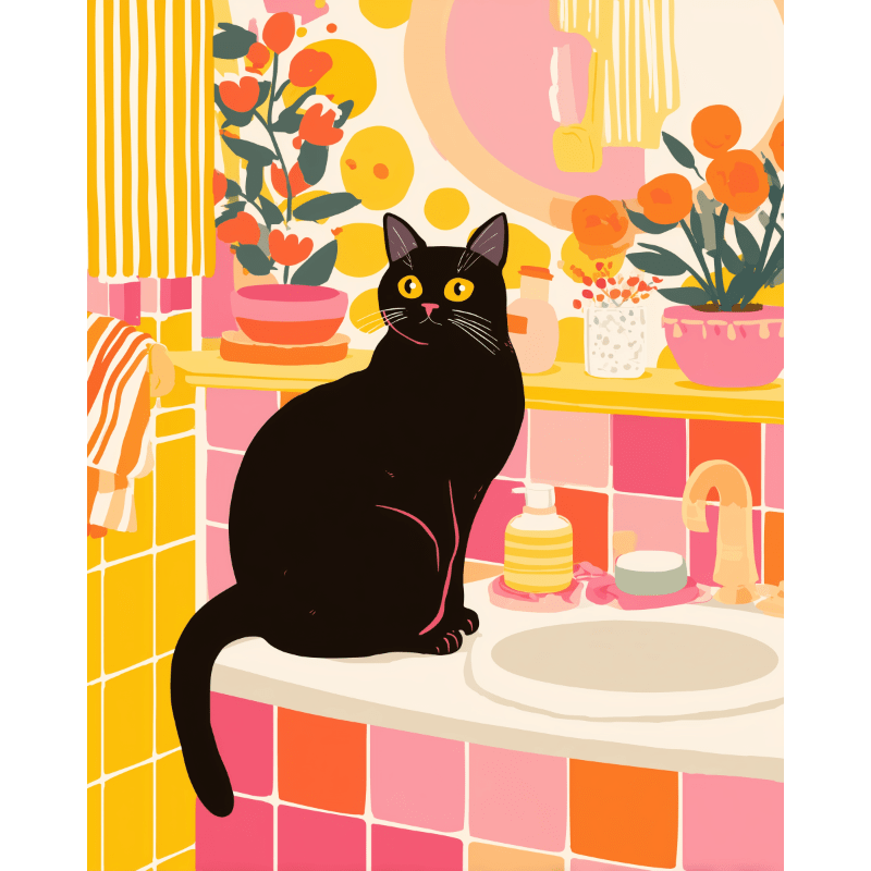 Morning Calm with Cats - Paint by Numbers Kit