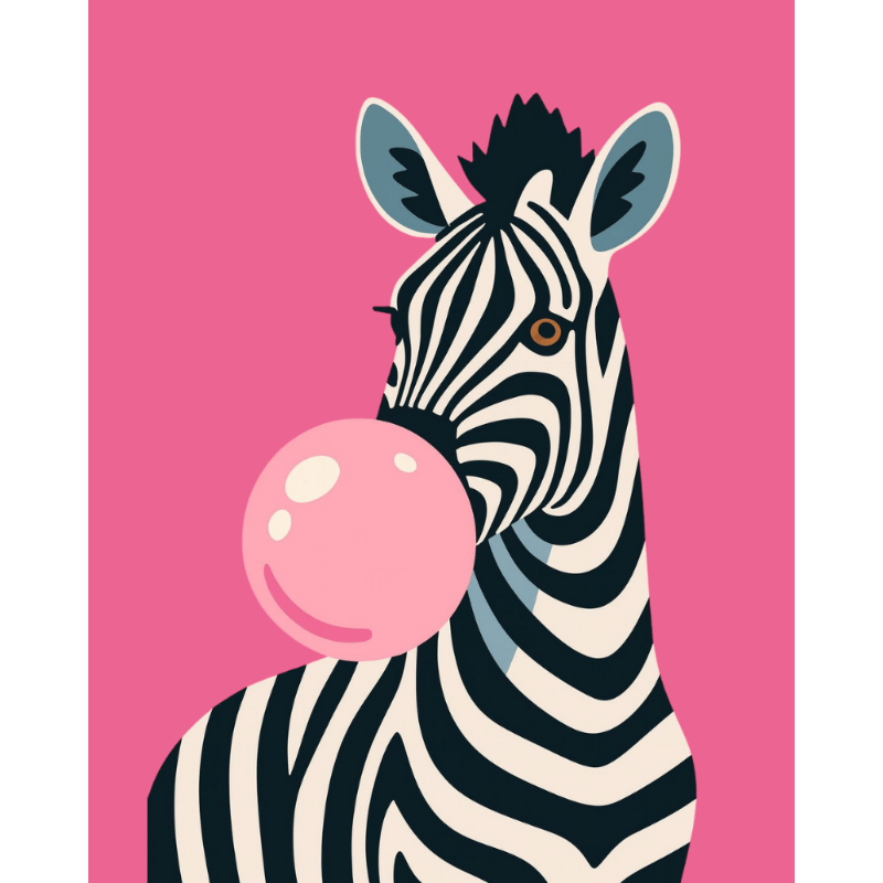 Pink Bubblegum Zebra - Paint by Numbers Kit